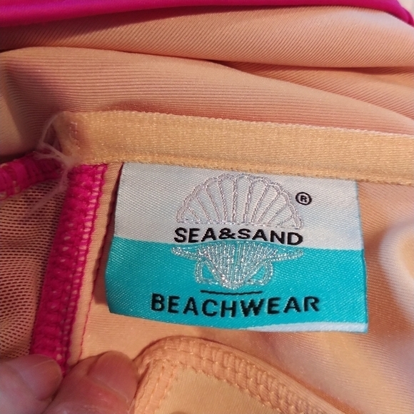 Sea & Sand Pink Ruched Swimsuit One Piece 18W - Picture 13 of 14